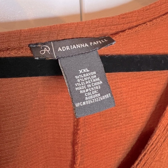 109. Adrianna Papell Rust Long Sleeve Lightweight Tunic XXL - Picture 3 of 4